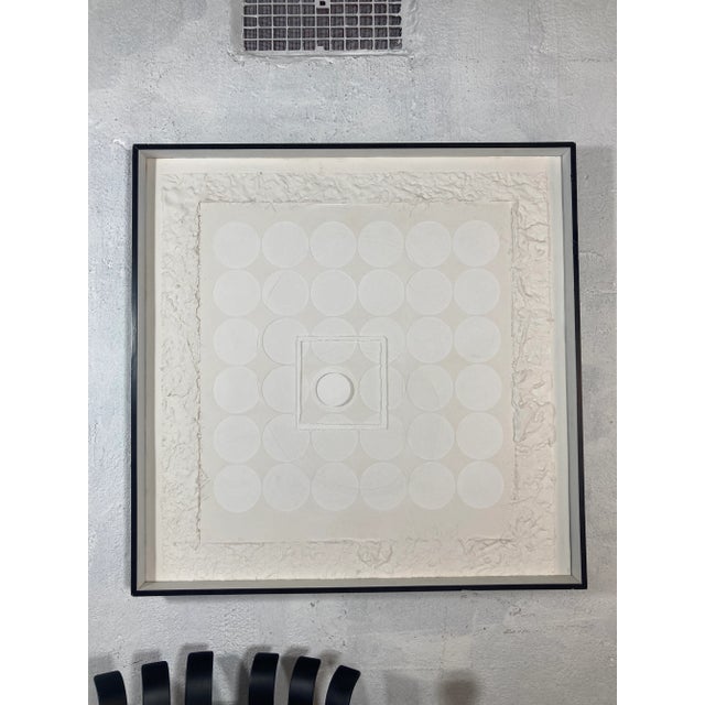 White Plaster Wall Sculpture, Framed, Signed For Sale - Image 12 of 12