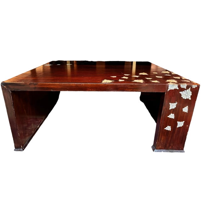 Traditional Mid 20th Century Syrian Mother-of-Pearl Inlaid Rectangular Coffee Table For Sale - Image 3 of 11
