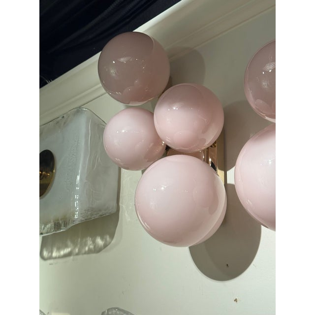 2000 - 2009 Pair of Murano Pink Cloud Sconces For Sale - Image 5 of 6