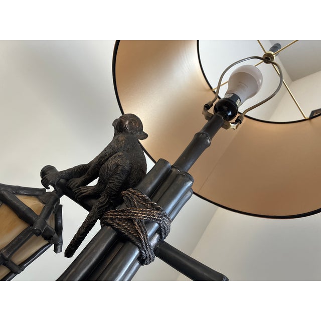 Mid 20th Century Maitland Smith Style Monkey Bamboo Table Lamp For Sale - Image 13 of 14