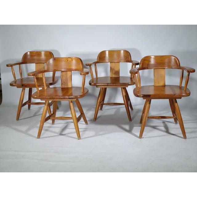 Scandinavian Armchairs in Pine Wood from Asko, 1970s, Set of 4 For Sale - Image 12 of 12