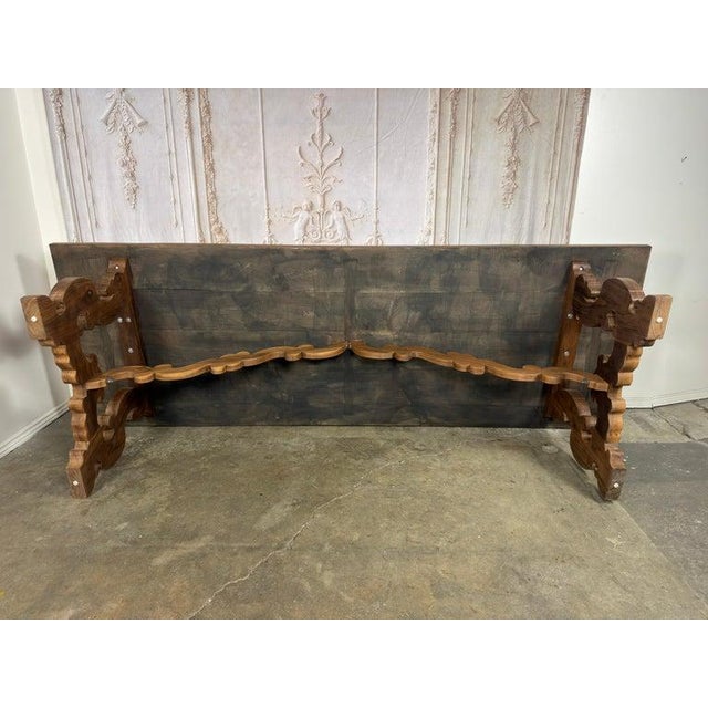 Monumental Spanish Baroque Walnut Trestle Dining Table by Miamar Home For Sale - Image 12 of 18