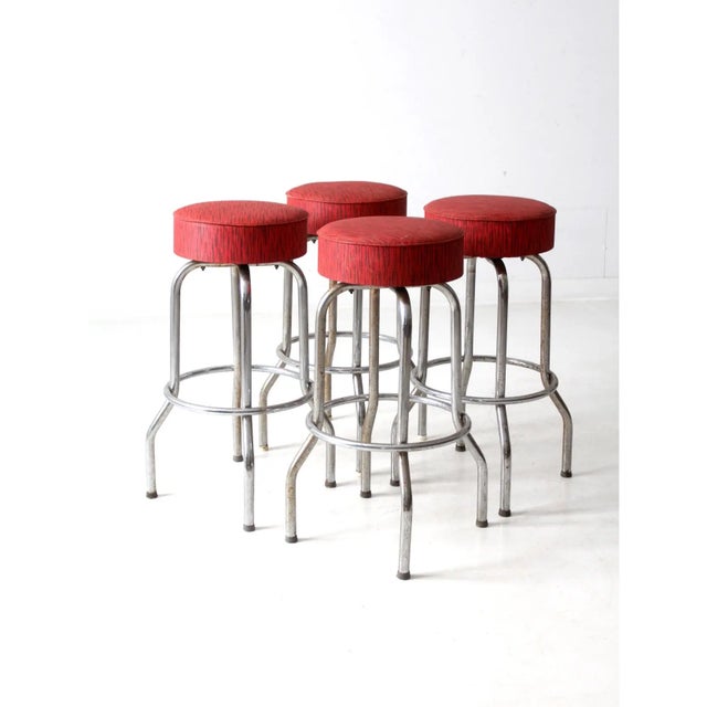 Vintage Bar Stools Set of 4 For Sale - Image 4 of 12