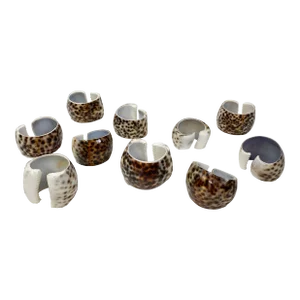 Vintage Tiger Cowrie Shell Napkin Rings, S/10
