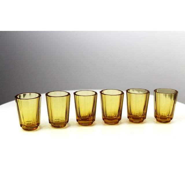 Mid-Century Amber Glass Liqueur Set from Moser Karlsbad, Set of 7 For Sale - Image 15 of 18