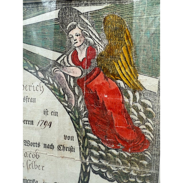18th-Century Hand-Colored Fraktur Birth & Baptismal Certificate, Pennsylvania German, Dated 1794 For Sale - Image 9 of 10