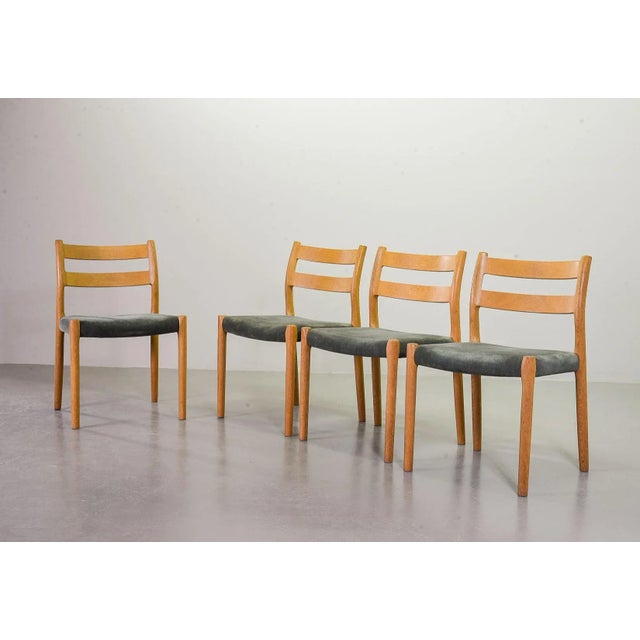 Danish Solid Beech and Gray Velvet Model 84 Dining Chairs by Niels Otto Møller for J.L. Møllers, 1960s, Set of 4 For Sale - Image 6 of 11