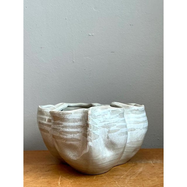 Sand Vintage Organic Form Ceramic Bowl For Sale - Image 8 of 12
