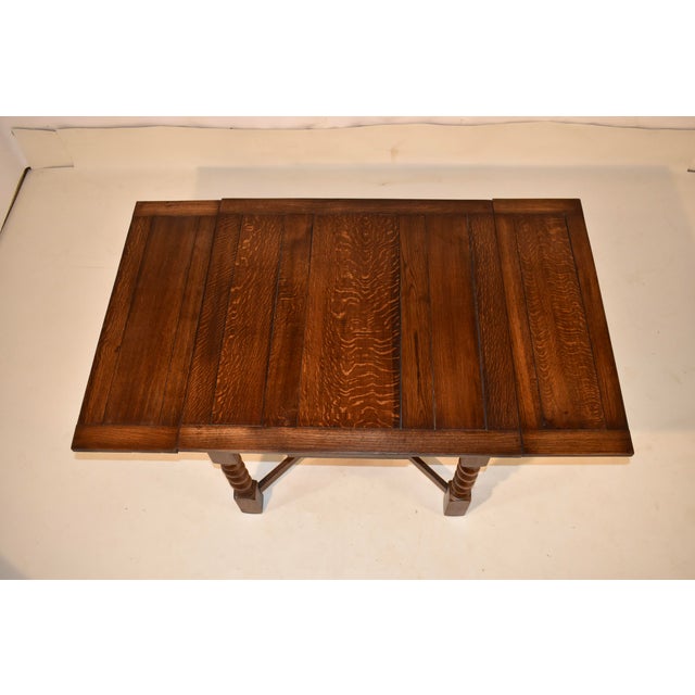 Circa 1900 English Oak Table With Two Draw-Leaves For Sale - Image 9 of 9