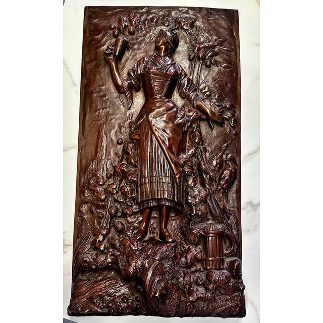 "Female Allegories" Art Deco French School of the 1890s Self-reliefs cast in bronze 68.5cm x 36cm Perfect condition