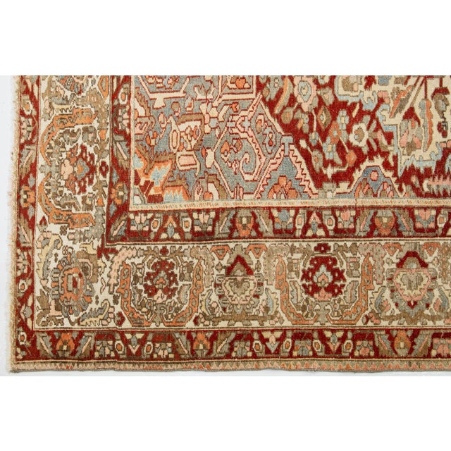 Textile 1920s Persian Bakhtiari Wool Rug Handknotted With a Multicolor Rosette Motif For Sale - Image 7 of 9