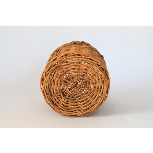 Mid 20th Century Vintage Woven Wicker Wastebasket For Sale - Image 5 of 6