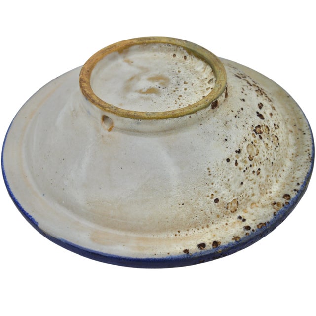Early 20th Century Moroccan Blue Judaical Pattern Ceramic Decorative Plate For Sale - Image 10 of 10