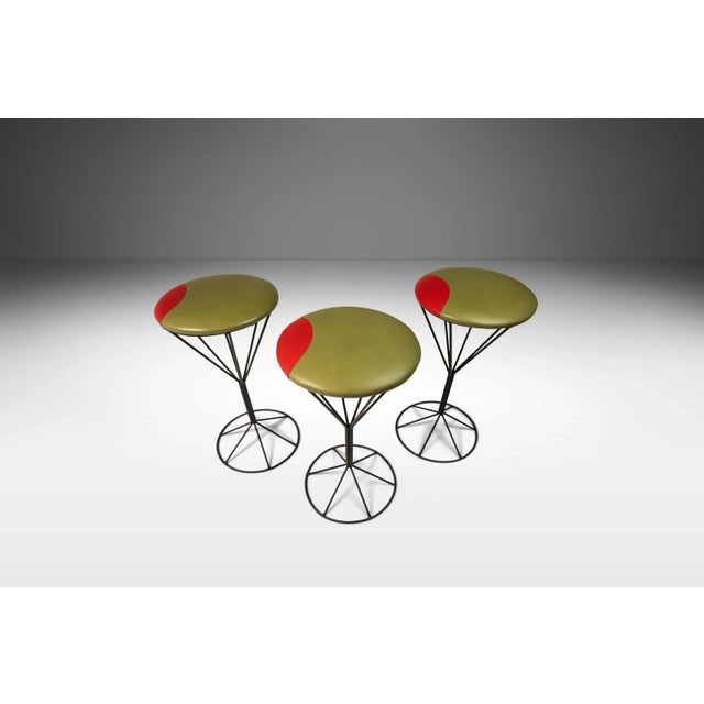 Set of 3 Mid-Century Modern "Martini" Barstools in Wrought Iron in the Manner of Tony Paul, Usa, Circa 1960's For Sale - Image 13 of 13