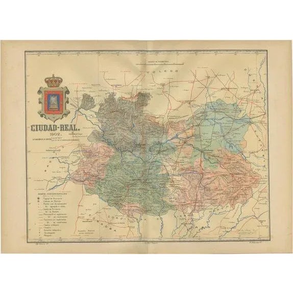 A Detailed Cartographic Survey of La Mancha in Spain, 1902 For Sale - Image 6 of 6