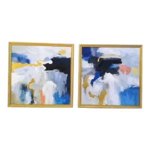 Contemporary Abstract Giclee Framed Prints, a Pair