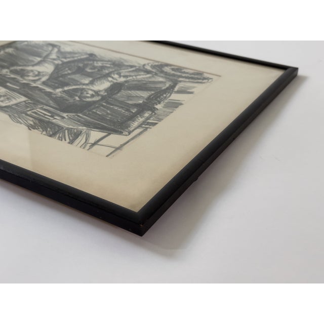 Black 1940s Waldo Peirce "Chamber Music" Signed Original Lithograph — Associated American Artists, Framed For Sale - Image 8 of 8