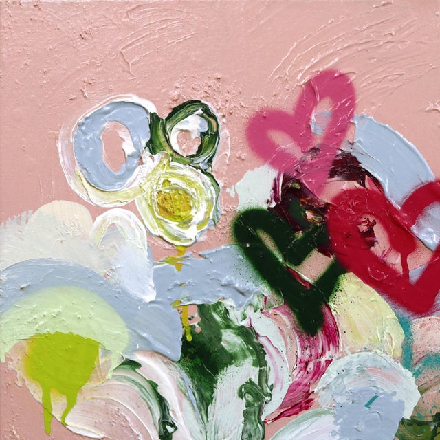 My Lucky Rainbow - Original Graffiti Heart Abstract Mixed Media Painting For Sale - Image 4 of 9