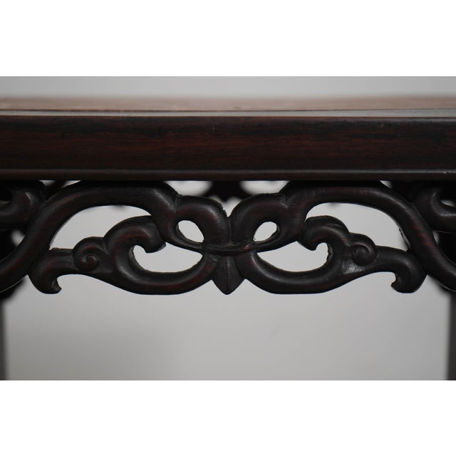 Chinese Rosewood Marble Inset End Table For Sale - Image 10 of 14