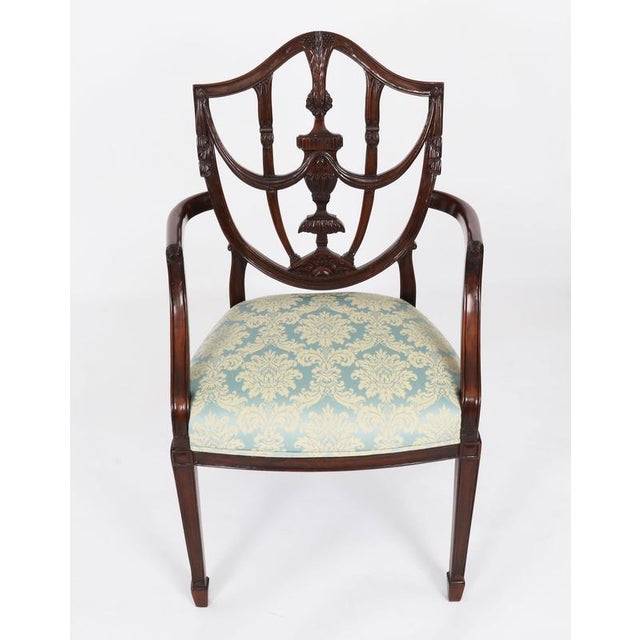 Antique Federal Revival Shield Back Armchairs, 1920s, Set of 2 For Sale - Image 10 of 14