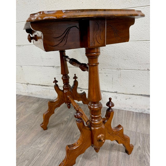Antique Victorian Eastlake Aesthetic Movement Walnut Side Table Parlor Table For Sale - Image 4 of 10