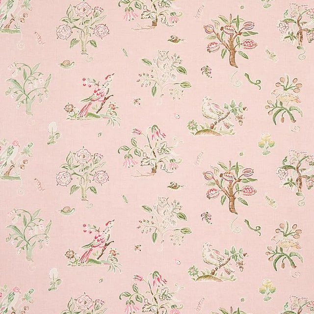 Sample - Schumacher Magical Menagerie Fabric in Blush For Sale