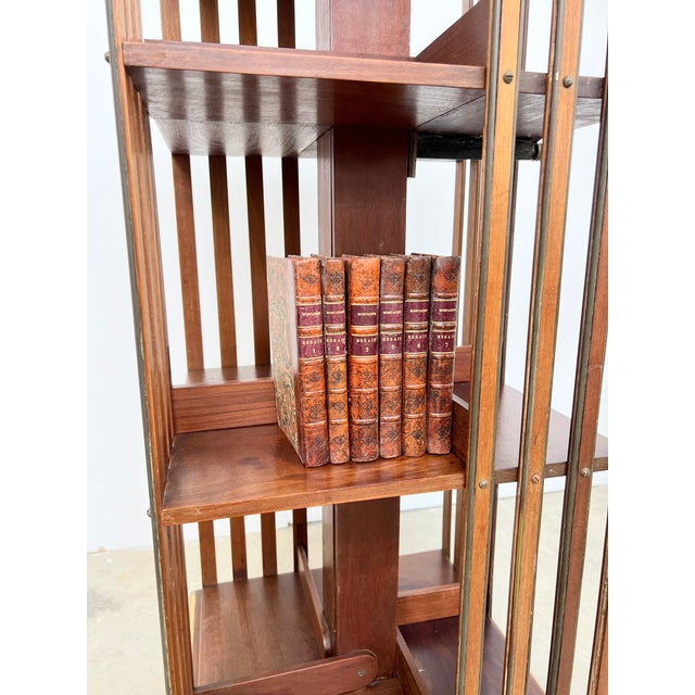 Mahogany and Brass Rotating Bookcase from G. Borgeaud, 1900 For Sale - Image 15 of 16