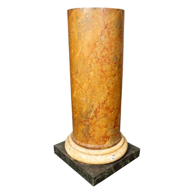 French Louis XVI Faux Marble Tole Pedestal For Sale - Image 3 of 7