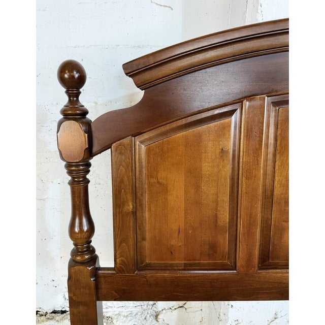 Late 20th Century Late 20th Century Cherry Paneled Queen/Full Size Headboard With Turned Posts For Sale - Image 5 of 13