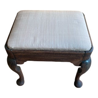 Antique Queen Anne Style Pouf in Oak For Sale