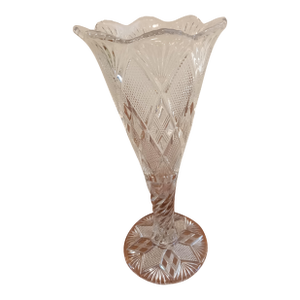 Vintage Elegant Vase American Brilliant Cut Glass 14 1/4" Trumpet Vase