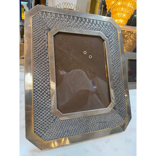 Vintage Chrome and Snakeskin Picture Frame For Sale - Image 4 of 4