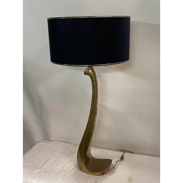 Large solid bronze lamp / signed / dimensions data without lampshade / lampshade not provided. This piece has an...