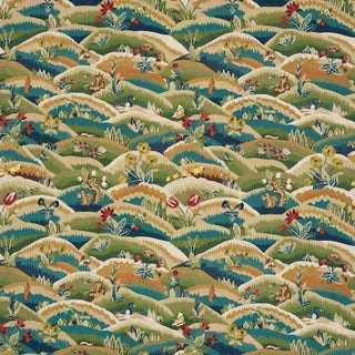 Schumacher Gerry Embroidery Fabric in Document For Sale