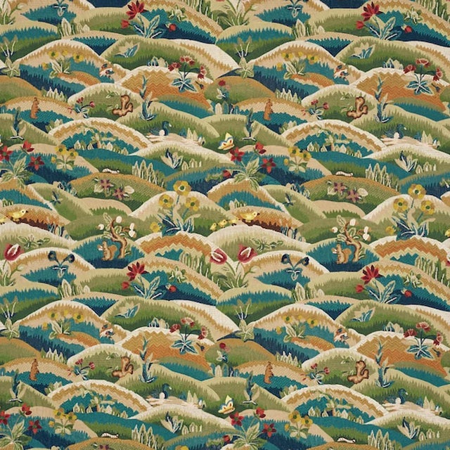 Schumacher Gerry Embroidery Fabric in Document For Sale