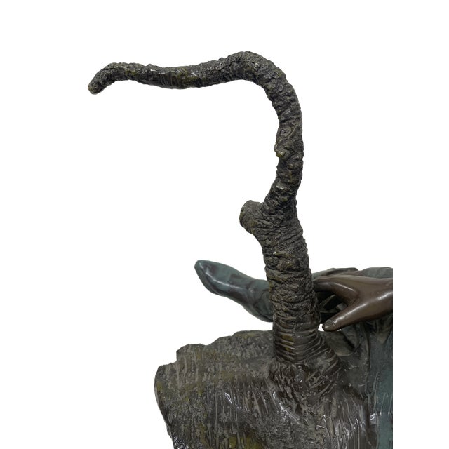 1980s Monumental Signed Bronze Figurative Sculpture of Children by J. Davidson on Marble & Rosewood Pedestal For Sale - Image 12 of 15