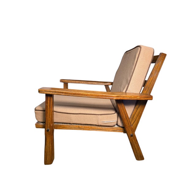 1950s Mid-Century Ranch Oak Lounge Chair Attributed to A. Brandt For Sale - Image 5 of 11