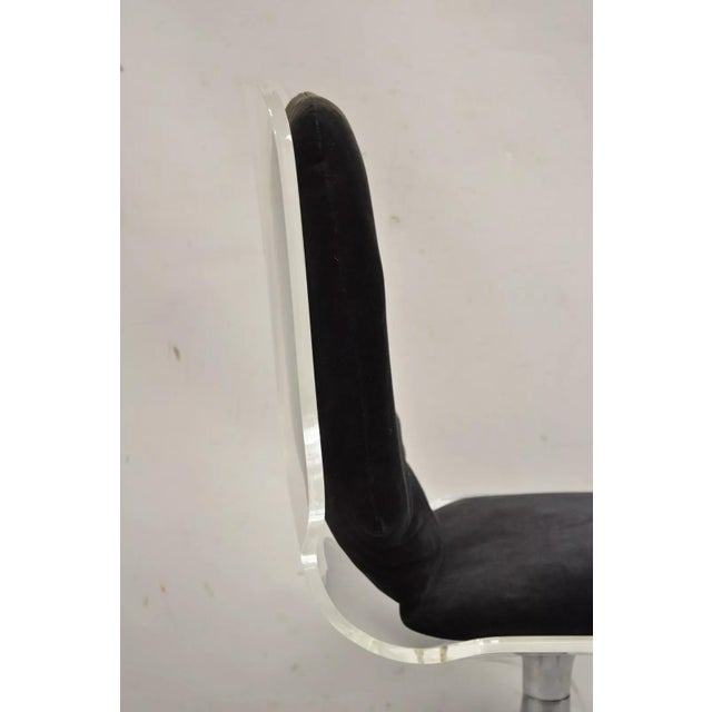 Mid Century Modern Clear Lucite Aluminum Swag Base Rolling Swivel Desk Chair For Sale - Image 12 of 12