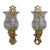 Pair Decorative Crafts Brass Candlestick Sconces W. Globes For Sale