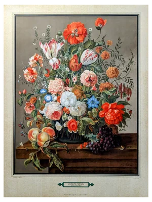 Joseph Nigg, Still Life with Flowers, Fruits and Insects, Original Lithograph, 1943
