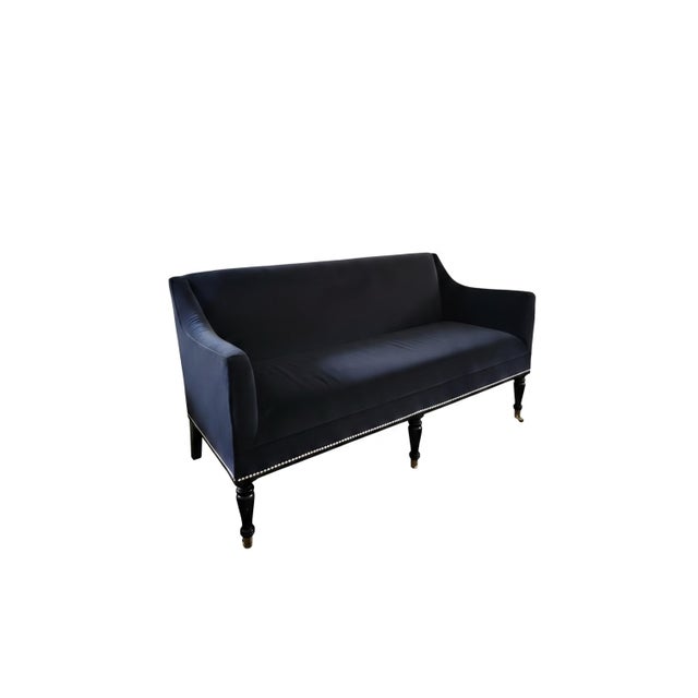 Barclay Butera Ridgecrest 60" Black Velveteeen Loveseat Settee Sofa Couch For Sale In San Francisco - Image 6 of 11