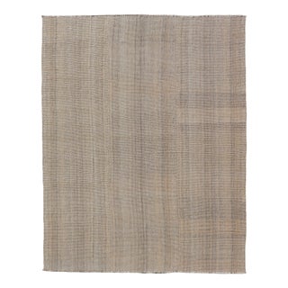 Handwoven Textured Kilim Rug in Beige, Cream, and Soft Brown Tones 9'3 X 12'4 For Sale