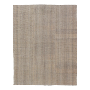 Handwoven Textured Kilim Rug in Beige, Cream, and Soft Brown Tones 9'3 X 12'4