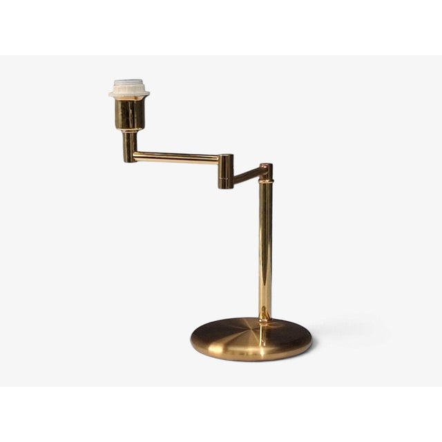 Brass Swedish Modern, Articulating Table Lamp, Solid Brass, Sweden, 1980s For Sale - Image 8 of 15