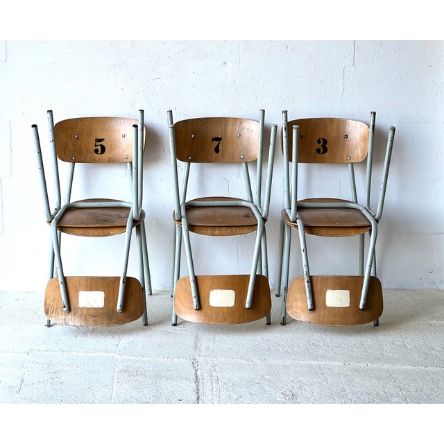 Vintage School Chairs, 1970s, Set of 6 For Sale - Image 12 of 18