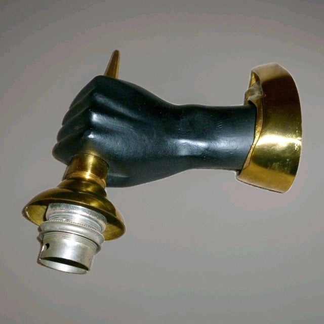André Arbus 1950 French Regency Gilt and Patinated Bronze Hand Torch Wall Sconce by Andre Arbus For Sale - Image 4 of 12