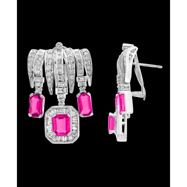 Gia Certified, No Heat, 60 Ct Pink Sapphire & 25 Ct Diamond Necklace Suite 18 Kt For Sale In New York - Image 6 of 8