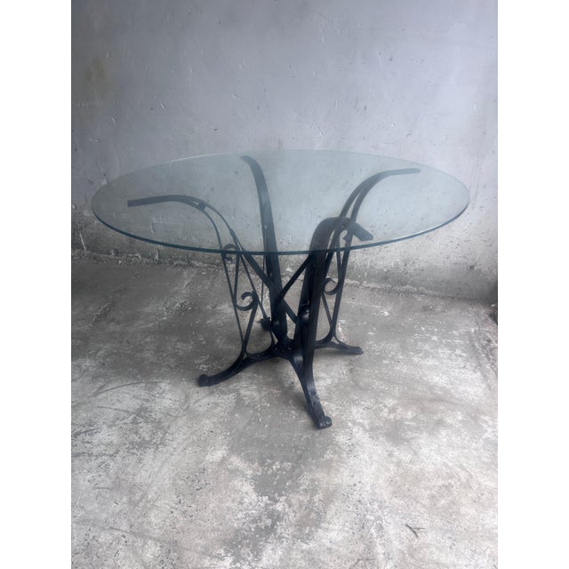 French Art Deco Wrought-Iron and Glass Dining Table, 1930 For Sale - Image 9 of 9