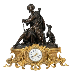 Large Clock with Diana the Huntress and Putto, 19th Century