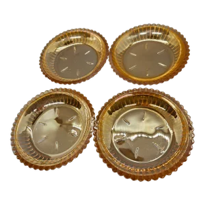 Vintage Jeanette Carnival Depression Glass Iridescent Marigold Fluted Coasters, Set of 4